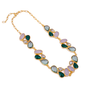 สร้อยคอจี้พลอยราศีเกิดแบบมีสไตล์ชุดปลายง่ามประดับมุกธรรมชาติโซ่ร้อยชุบทองทองเหลืองทันสมัย - Product Image 5