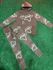 En gros, Survêtement d'hiver pour femme vintage 2025, imprimé sérigraphié, comprenant un sweat à capuche zippé et un pantalon évasé à taille élastique, léger - Product Image 4