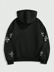 Venta al por mayor de algodón de alta calidad con cremallera Sudadera con capucha para los hombres logotipo personalizado Bling Rhinestone invierno con capucha sólido OEM servicio disponible - Product Image 3