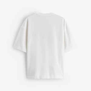 Camiseta de gran tamaño con hombros caídos y cuello redondo de algodón 100% para hombre, diseño de logotipo personalizado, ropa de calle con patrón sólido, camiseta en blanco - Product Image 6