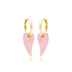 ต่างหูดีไซน์รูปใบไม้เคลือบสีชมพูแบบตุรกีเครื่องประดับสำหรับผู้หญิงทำด้วยมือเครื่องประดับเงินสเตอร์ลิง925 - Product Image 1