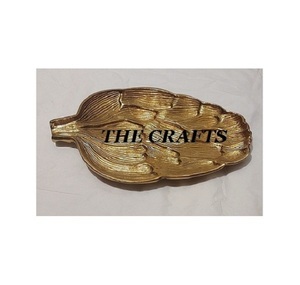 Conception admirable Fruits secs noix plateau de service en aluminium couleur or feuille plateau de service plat de qualité supérieure - Product Image 2
