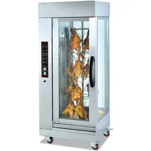Contenedor de pollo asado de acero inoxidable 2024, máquina de asador de pollo a Gas para restaurante