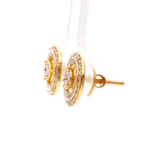 Pendientes de Botón con Halo de Flores Redondas de Lujo para Mujer, para Boda - Product Image 3