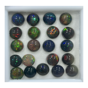 AAA Natural Black Ethiopian <b>Opal</b> Full Flashy Calibrated 8x8mm Round Cabochons Bulk for Jewelry Making Cabochons Gemstones - Product Image 4