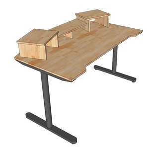 Escritorio Minimalista para Oficina con Superficie de Madera Natural y Patas Redondas de Hierro para Oficina en Casa y Sala de Estar SD68009 - Product Image 6
