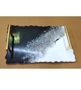 ถาดเรซินสำหรับตกแต่งที่มีเกล็ดสีทองเป็นเอกลักษณ์ถาดเรซินสำหรับใช้ในบ้าน - Product Image 1