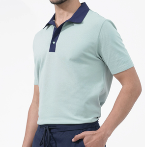 À la mode Logo personnalisé impression hommes à manches courtes pour polos nouveau conçu coton doux tissu brodé contraste couleur - Product Image 3