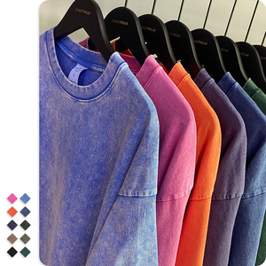 High Street Oversized Acid Wash Camisetas Vintage 250GSM 100 Algodón Frito Nieve Impresión Hombres Camiseta para hombres DDP Envío - Product Image 4