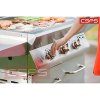 Barbecue à gaz de luxe CSPS en acier inoxydable 430, 3 brûleurs, pour extérieur, facile à assembler, sur chariot, non revêtu, prêt à être expédié, pour grillades.
