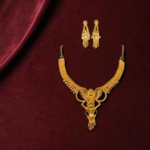 ชุดต่างหูสร้อยคอคุณภาพสูงชุบทอง22K ชุดเครื่องประดับต่างหูสร้อยคอสำหรับผู้หญิง - Product Image 3