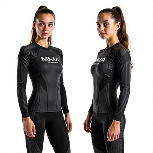 Obtén una camiseta de compresión de manga larga personalizada para MMA y BJJ con diseño sublimado y estilo kimono de jiu jitsu. - Product Image 2