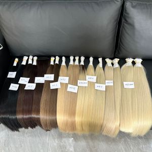 Venta al por mayor 2,1 extensiones de cabello virgen brasileño 100 gramos cutícula alineada color natural suave para Navidad - Product Image 3