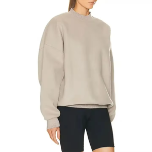 Sudadera Oem bordada personalizada de lana pesada de gran tamaño liso cuello simulado sudadera de mujer logotipo personalizado - Product Image 3