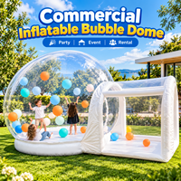 Dôme à bulles gonflable transparent en PVC avec entrée tunnel, 10ft 13ft, avec souffleur d'air et tapis rebondissant pour fêtes et aires de jeux