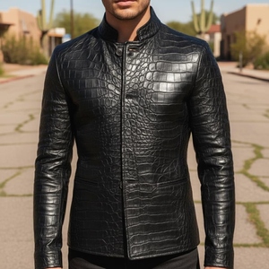 New Winter Cow Skin Canvas <b>Leather</b> <b>Jackets</b> Customized Color Logo Front Logo Waterproof Quick Dry Vintage Men's Bomber <b>Jacket</b> - Product Image 5