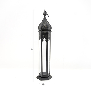 2026 Latest Elegant Black Tall Metal Moroccan <b>Candle</b> <b>Holder</b> <b>Lantern</b> for Ramadan Home Decorations - Product Image 6