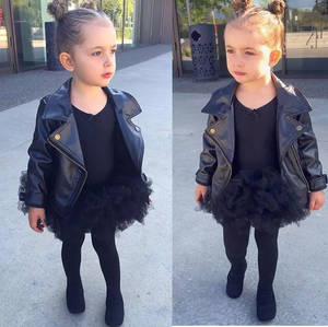 Nueva Chaqueta de Moto para Niñas de Ropa de Cuero Infantil para Primavera y Otoño Invierno - Product Image 4