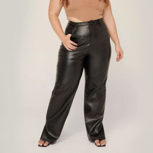 Pantalones de Cuero Oversize para Mujer, de Alta Calidad, Transpirables, de Cintura Media, Estilo Casual, de Pierna Completa, Novedad 2024 - Product Image 4