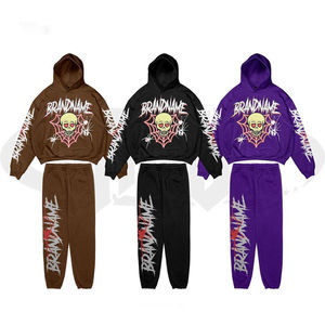 Trending Unisex Custom Embroidery printing Oversized Tracksuit & Sweatpants Set Casual 100% Cotton Long Sleeve Hoodie - Product Image 1