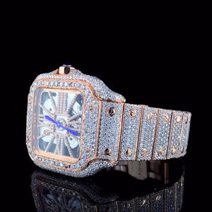 Relojes de Lujo Certificados para Hombre, con Diamantes Moissanite, de Acero Inoxidable, Cristal Cuadrado, Estilo Hip Hop, Cuarzo, de Moda, al por Mayor - Product Image 3