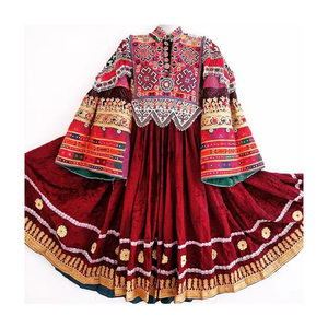 ชุดเดรส afghan kuchi แบบแฮนด์เมดคอลเลกชั่นเก๋ไก๋มรดกหลายสีปักลายคอเสื้อและแขนยาว - Product Image 4