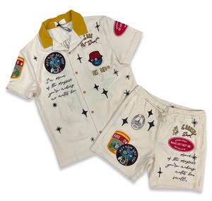 Verano 2023 Unisex botones personalizados Chenille bordado camiseta transpirable Malla tela conjuntos cortos estilo Casual DTG - Product Image 4