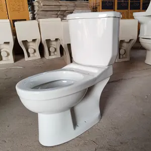 Ceramic Two Pieces P / S - Trap Sanitary Ware Dual Flush Water Closet with Side Flushing Porcelain Bathroom Aqua Pan WC Commode