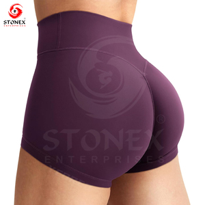 Short de yoga taille haute extensible doux sans couture dans le dos pour femmes - Product Image 2