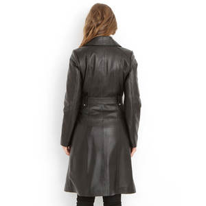 OEM/ODM Elegante ropa informal de color sólido de las mujeres de cuero genuino chaqueta de la motocicleta con forro de satén de la mejor calidad - Product Image 6