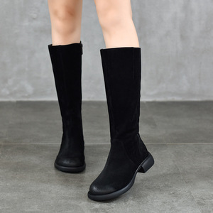 Bottes décontractées pour femmes en faux daim à talon carré, au-dessus du genou, extensibles, bottes cuissardes pour femmes, bottes d'équitation pour femmes - Product Image 3