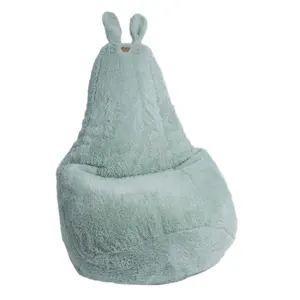 儿童pouffe-儿童梨Pouf兔耳-绿色闪光-法国制造-毛绒儿童座椅