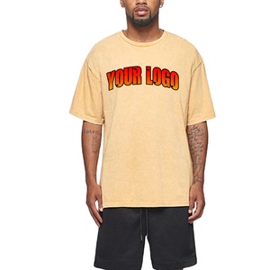 100% algodón de alta calidad lavado ácido de gran tamaño Retro Mineral lavado pesado Vintage camiseta para hombre - Product Image 1