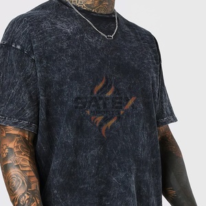 T-shirt personnalisé vintage pour homme, grande taille, surdimensionné, délavé à l'acide, 100% coton, couleur unie, poids lourd, design Ringers, manches courtes - Product Image 6