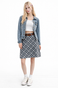 Falda Midi a Cuadros Amarilla Estilo Y2K al por Mayor para Mujer, Falda de Cintura Alta con Corte en A para Festivales de Verano, Prendas Personalizadas 100% Poliéster OEM - Product Image 2