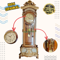 Horloge mécanique classique en chêne, fabriquée à la main, écologique, style antique, longue boîte rectangulaire décorative avec pendule, pour meuble de milieu de salon