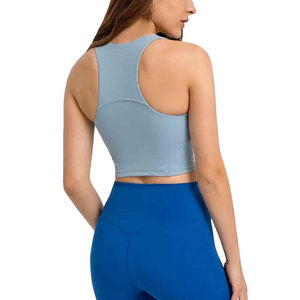 Qualité supérieure OEM haute élasticité musculation côtelé femmes Yoga débardeurs femme haut court femmes Yoga débardeur - Product Image 5