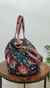 Sac de sport en coton matelassé fait à la main imprimé en blocs détachable longue ceinture écologique Durable grande capacité fermeture éclair luxe week-end - Product Image 3