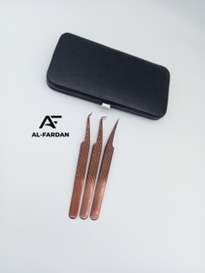 Pinzas para pestañas profesionales de oro rosa, acero inoxidable sostenible, 45 ángulos de 90 grados, herramienta de alta belleza de fibra recta puntiaguda - Product Image 5