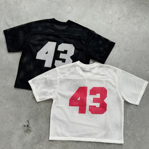Wholesale Manufacturer Custom Sublimation Boxy American Football Jersey Breathable Quick Dry Oversized <b>Short</b> <b>Mesh</b> T-Shirts - Product Image 4