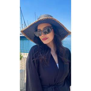 Black <b>Straw</b> <b>Hat</b> with Zigzag Stripe - <b>Summer</b> Sun Protection Accessory - Ideal <b>for</b> Beach Style HSR2103 - black2103 - Product Image 4