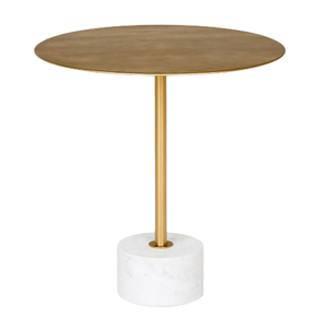 Base en marbre Table basse tendance Table d'appoint métallique Nouvelle arrivée Table d'appoint au fini or Meubles de salon au design moderne - Product Image 1
