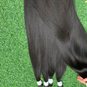 ผมต่อแบบ Remy สีดำธรรมชาติสีดำเป็นลอนผมบริสุทธิ์จำนวนมากย้อมสีอ่อนสีดำ - Product Image 1