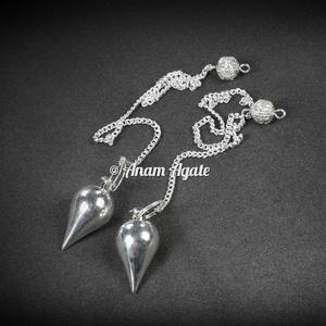 Pendules de radiesthésie en laiton argenté pour la guérison énergétique Vente en gros Pendules en laiton plaqué argent pour Reiki Chakra - Product Image 4