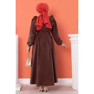 Ruffle Detailed Vestido Modesto Marrón - Product Image 5