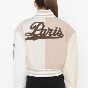 Chaqueta de béisbol de calle alta personalizada con bordado de chenilla, manga larga, estilo universitario, tejido satinado, relleno de algodón tejido - Product Image 4