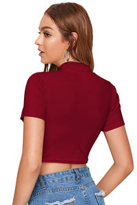 Latest Exclusive Indian T Shirt Trendy <b>Knitting</b> RedTops Women Comfortable Regular Wear Formal Short <b>Tops</b> From Indian Boutique - Product Image 3