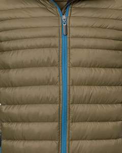 Chaqueta Ligera de Plumón Verde Oliva para Hombre con Capucha Azul, Chaqueta Casual con Cremallera Cortavientos para Invierno al Aire Libre - Product Image 6