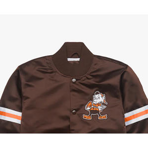 Chaqueta de bombardero de satén personalizada de alta calidad, tela gruesa, cuello levantado, ropa informal de calle teñida, chaqueta universitaria de béisbol con letras - Product Image 6