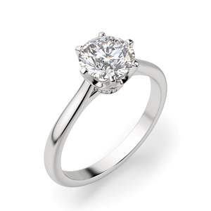 Bague de fiançailles solitaire en diamant taillé rond pour femme - Product Image 3